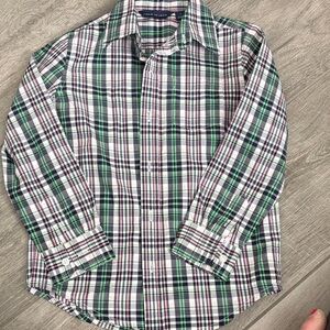 Janie and Jack Green , pink and White Plaid Boys Shirt